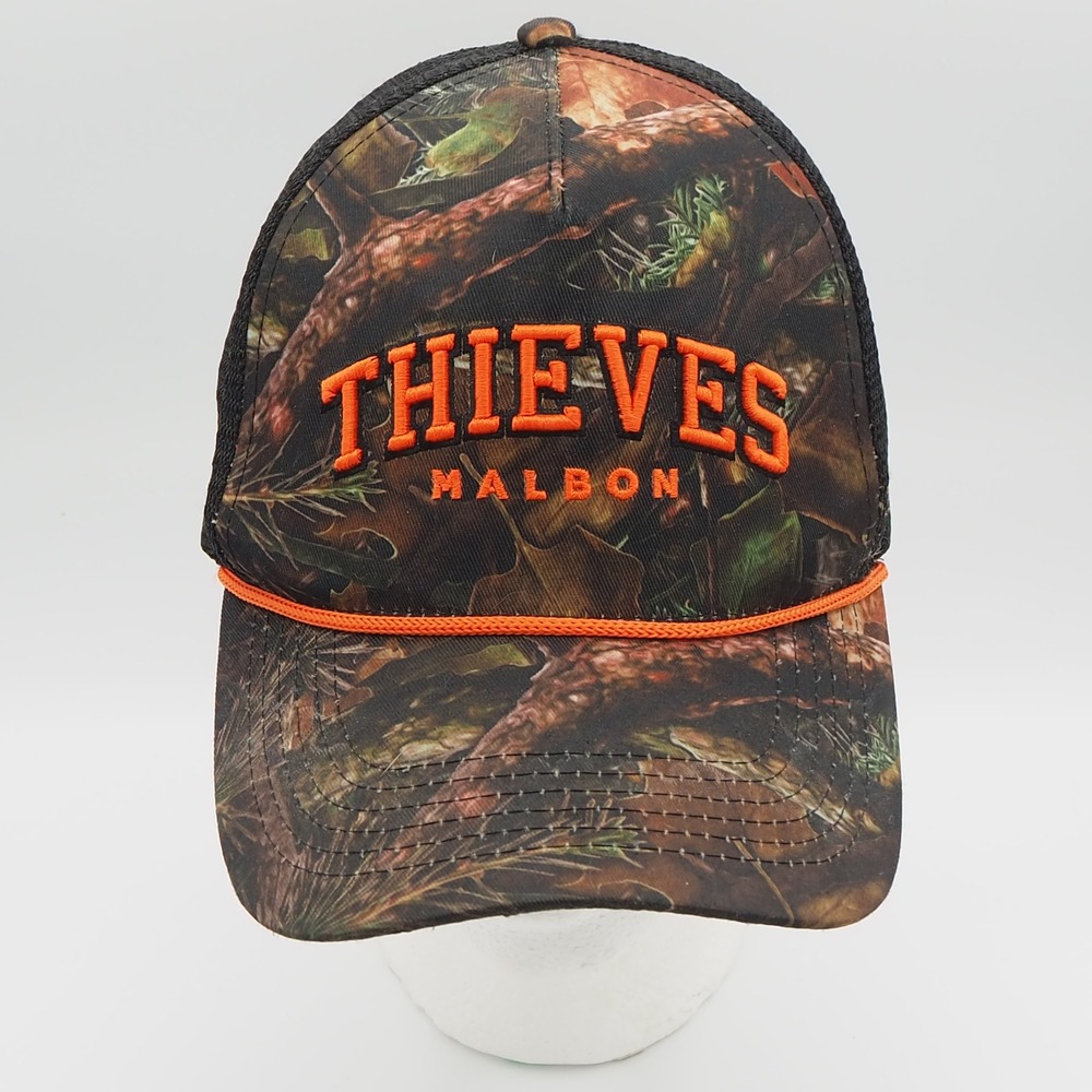 Malbon X 100 Thieves Wrangler Rope Trucker Hat SnapBack Tree Camo Adjustable